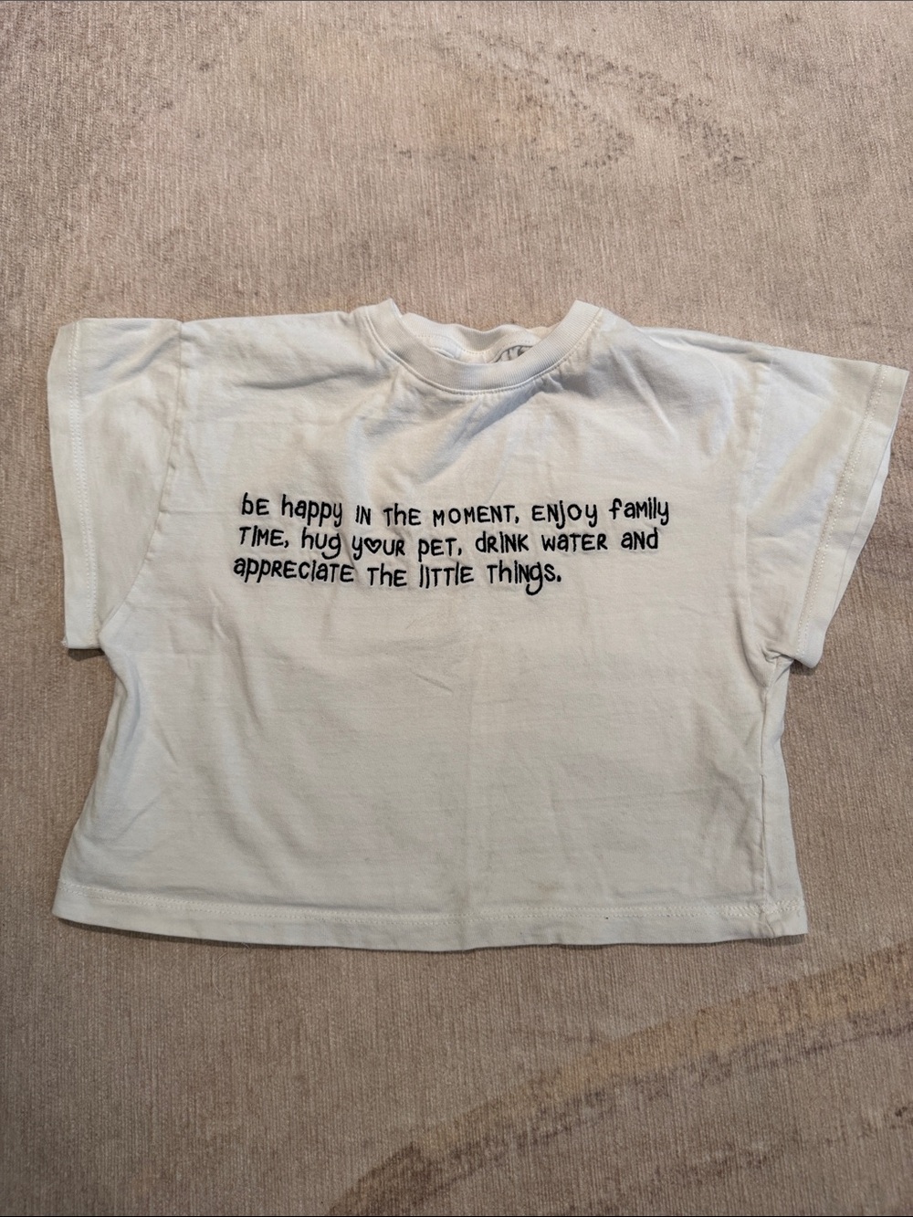Zara White Short Sleeve Tee with Positive Text Print